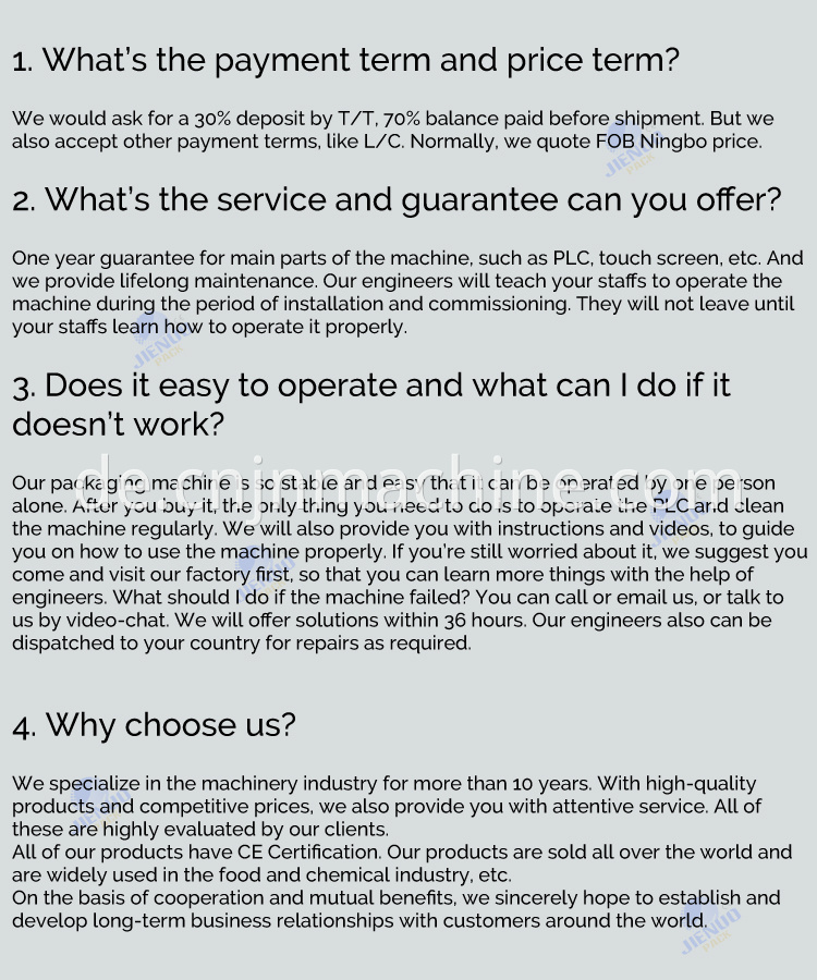 JIENUO FAQ